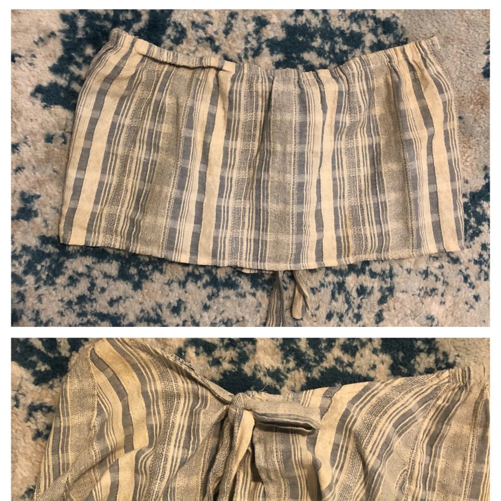 cropped stripe back tie tube top